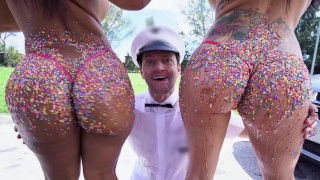 The Big Asses Of BANGBROS Rose Monroe And Lilith Morningstar Are Covered In Candy Yum