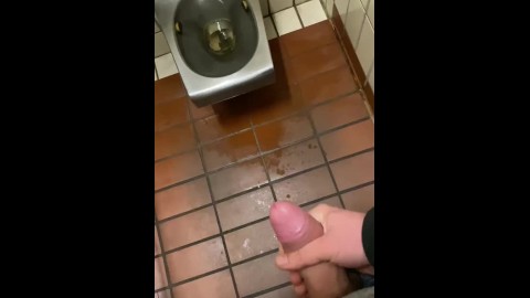 public jerking with big dick and massive cumshot