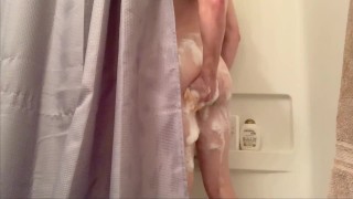 Horny College Athlete Strips And Takes Soapy Shower