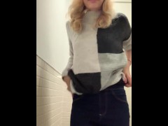 Video Sneaky public bathroom tease