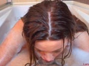 Preview 5 of Hot neighbor blowjob and swallow cum in bubble bath