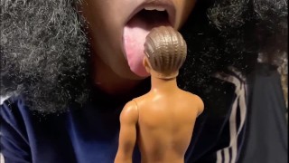 Giant Licks Her New Teeny-Tiny Toy