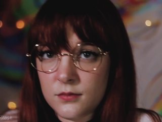 amateur, nerdy girl glasses, big boobs, red head