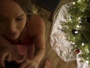 Preview 1 of Naughty Girl Makes Big, Long Cock Cum TWICE & She Gets A Christmas Creampie