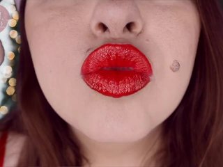 kink, red lipstick, lipstick fetish, christmas