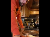 italian guy cums while cooking lunch