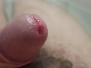 Extreme closeup uncut pissing cock