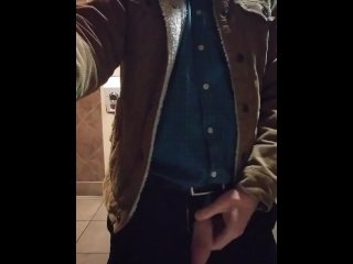 Cock out in public restroom