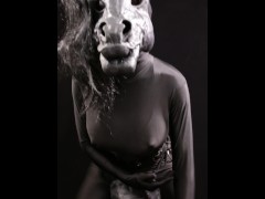 Masturbating black anthropomorphic horse