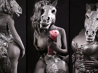 Trans anthro horse playing with its huge tits and masturbating its huge horsecock