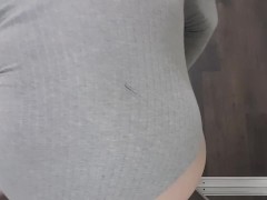 POV Chubby shemale gives you sloppy blow job and ass to mouth cum in in her leotard