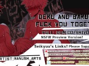 Preview 5 of [MY HERO ACADEMIA Threesome] Bakugou and Deku Fuck You Together!