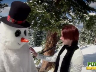 PUBLICHANDJOBS Brandi De Lafey Strokes Frosty the Snowman While StrandedIn the_Mountains
