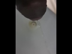 Peeing in the public washroom waxed dick