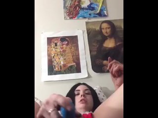 teen, anal fingering, santa lingerie, vertical video