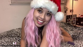 Cumming On My Toy XXXMAS Solo Play With My Asian Pussy In Santa Hat For Christmas Special