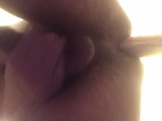 Preview 5 of Wall mounted dildo fuck with loud orgasm