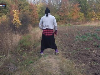 Encasement in harempants, sneakers, fishnet mask
