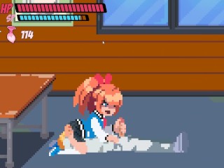 Lewd City Girls [jogo De Pixel Hentai] Sexo Misturado com Boquete Facial Enquanto Se Senta