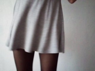 jerking off in a woman's dress and pantyhose