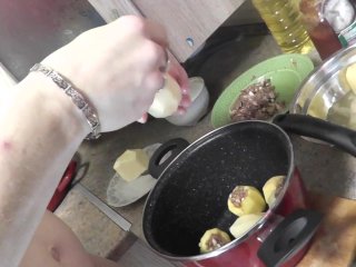 DuBarry home nudist cooking. Milfin kitchen naked in high heels. Pussy cunt tits boobs nipples_ass