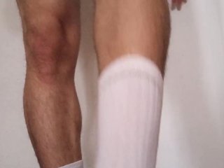 Boy Jerks off and tastes his Cum  Shows  Socks and Uncut Cock