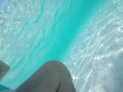 Preview 2 of Young couple gets caught fucking in the water - Amateur public beach