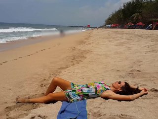 Sandy ASS n BUT PLUG Adventure at Public Beach