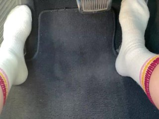 Long Feet Driving_in Long White Socks *Pedals*