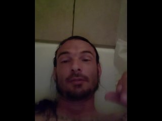 shower sex, cum in shower, getting dick hard, solo male