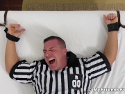 Preview 5 of Muscle hunk tormented with hot tickling while being tied up
