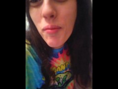 PinkMoonLust Pees On her Tampon String Peeing Urine Piss Fetish Hairy Girl Sits on Dirty Toilet