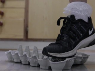 Sneakers Nike Crushing Egg Carton during the Quarantine