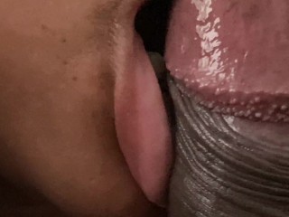 Vibrator Orgasm while Giving Slow Close-Up just the Head Edging Blowjob