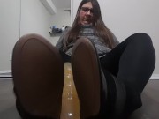 Preview 3 of POV Shemale gives you a foot job and plays with your cum on her feet