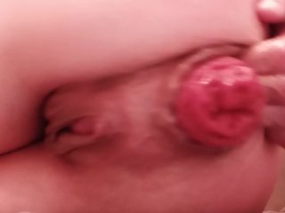 Skinny Sub pulls_and plays with her prolapse