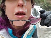 Preview 1 of Wiping off a Massive Facial in public. Check out my OnlyFans :)