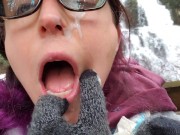 Preview 2 of Wiping off a Massive Facial in public. Check out my OnlyFans :)