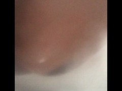 Black BBW washing her tits