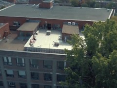 Piper flying drone on rooftop