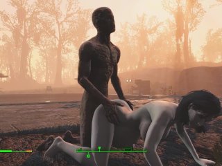 Ghoul got pregnant. Half-zombie gently fuck a woman from behind  Fallout 4 sex