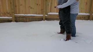 I'm Controlling The Flow Of My Boyfriend's Dick While He Pees In The Snow