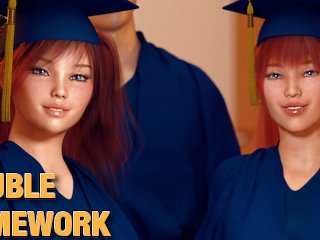 small tits, porn game, double homework, 3dcg