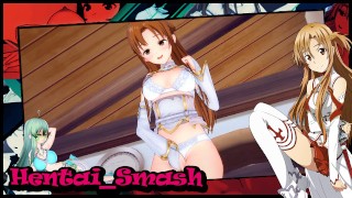 Asuna Yuuki se masturbando sozinha em seu quarto - Sword Art Online Hentai.