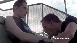 1434 twink fucked another tiwnk in exhib public footballer stadium