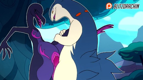 Patreon/Blitzdrachin: Animação yiff peluda reta, scalie, monstro, gozada, contra a parede