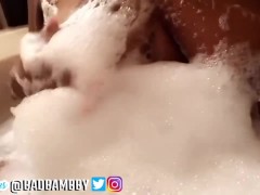 EBONY BBW TEASES BIG TITS IN BATH 