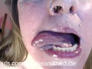 Preview 4 of Gagging Self Loud Sound Spit on Face Snot in Nose Ring Closeup