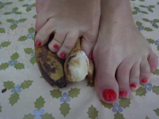 Smashing his Banana with my FEET Food Porn FETISH ASMR