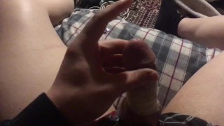 jerking my swollen and damaged, stapled cock in bandages